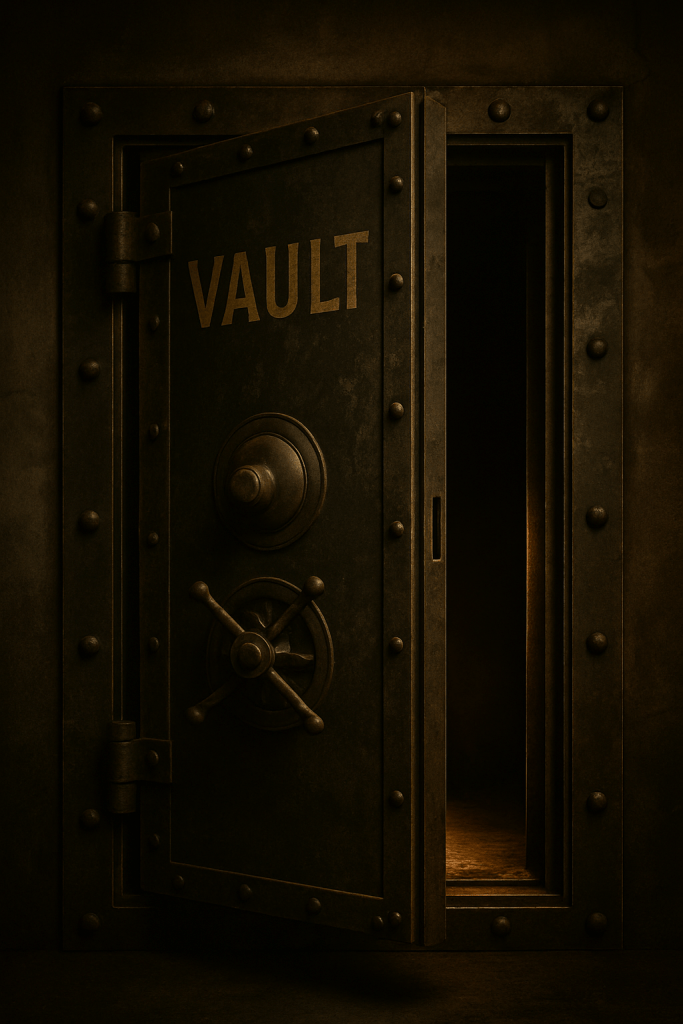 Old vault door cracked open, symbolizing legendary forgotten ref moments.